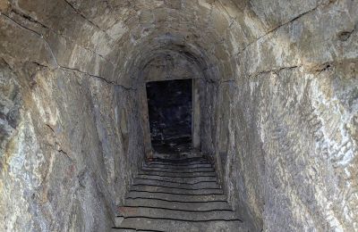 Treppe vom 1. UG unter Haupthaus zu tiefer liegenden Kellern. Diese reichen unter den heutigen Getränkemarkt