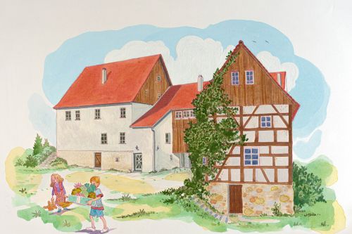 So könnte die Hofseite des "Weißen Schwanen" aussehen - Illustration: S. Buntstein