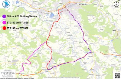Verkehrssituation Großraum Kulmbach - Kasendorf - Thurnau - Karte Bayernatlas mit Ergänzungen Dietmar Popp
